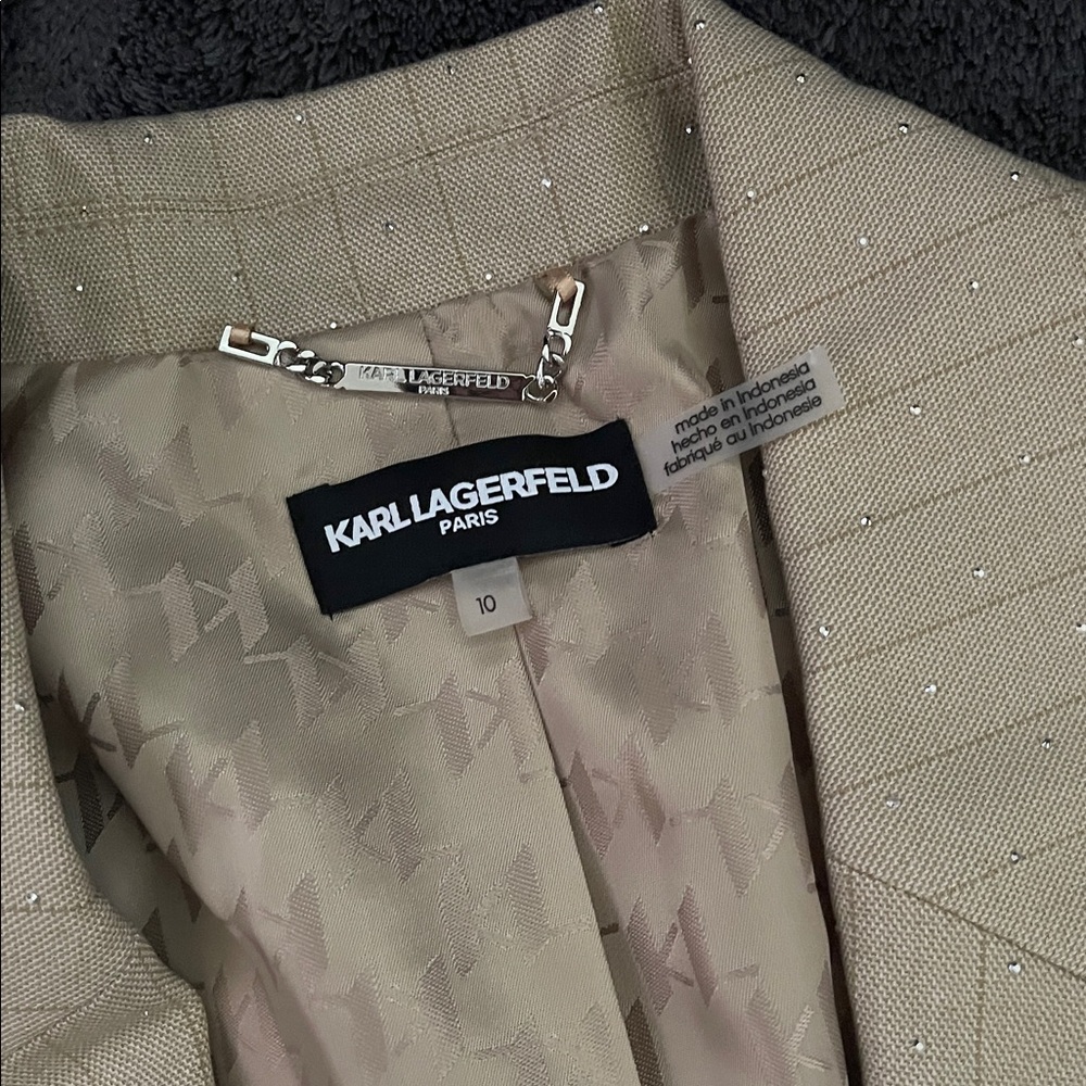 Karl Lagerfeld Beige Pinstripe Jacket - Picture 4 of 9